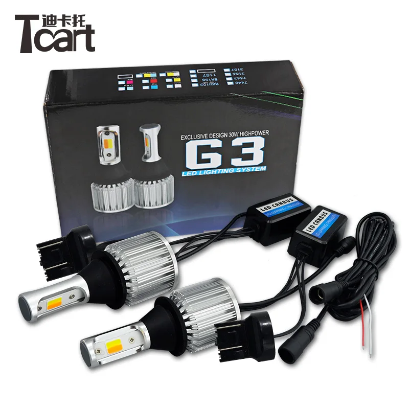 

Tcart 1 комплект авто светодиодных ламп COB для Toyota Prius 3 7443 Автомобильные светодиодные DRL дневные ходовые огни двухцветный переключатель передних указателей поворота
