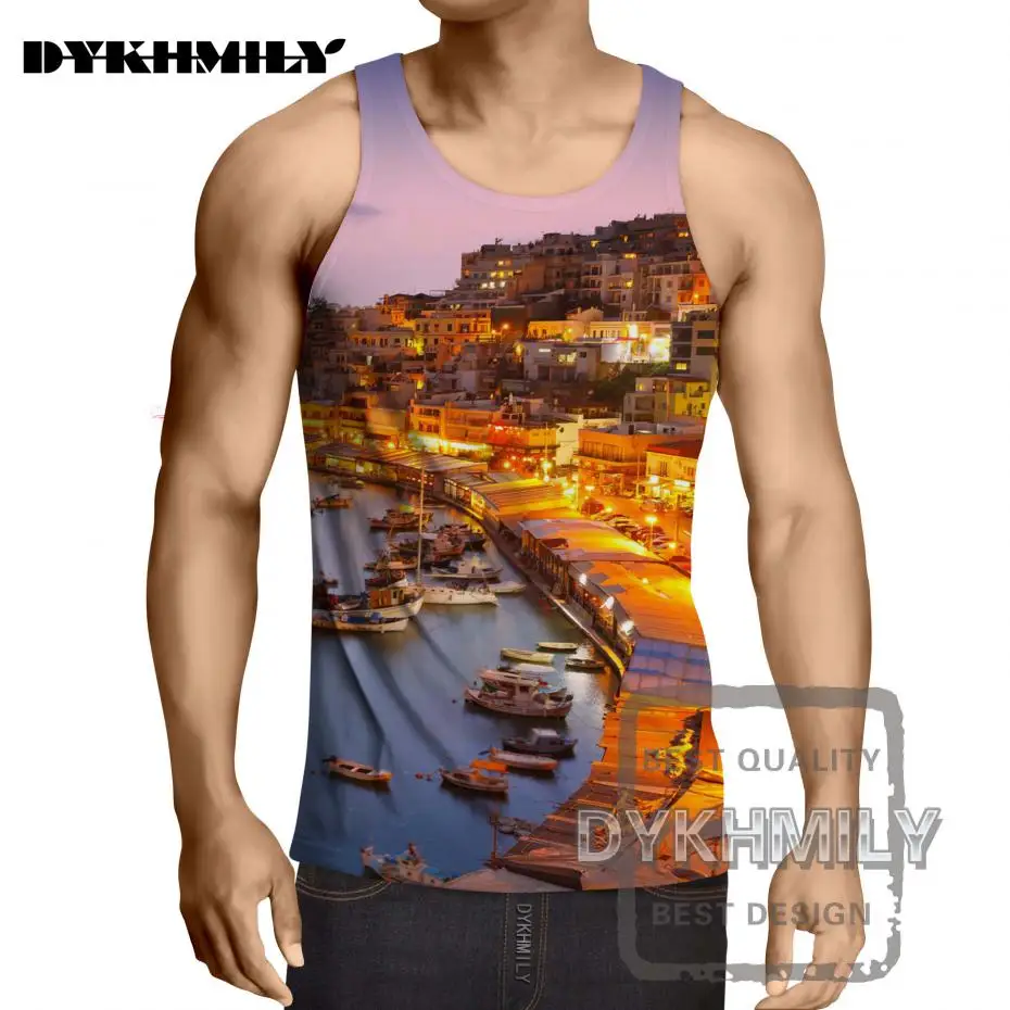 Dykhmily Лето 2017 г. новые тонкие 3D принт свет лодка города Прохладный майка Мужская