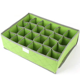 24 grids green Нетканое нижнее бельё для девочек носки для девочек бюстгальтер складная коробка для хранения Организатор ящик с крышкой 7/16/24 лезвия могут быть использованы для шкаф для одежды шкаф для хранения Организатор - Цвет: 24 grids green