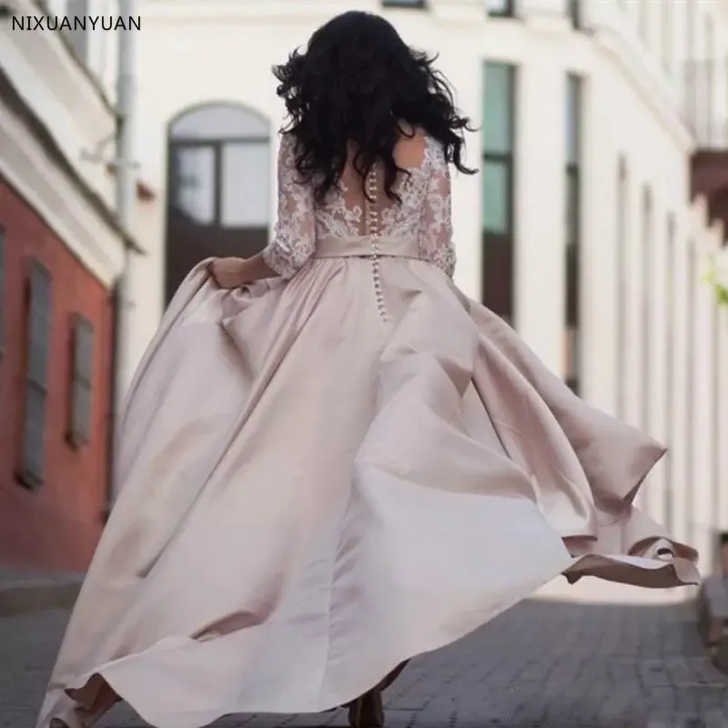Vestidos De Noiva 2021 ТРАПЕЦИЕВИДНОЕ ПЛАТЬЕ размера плюс свадебные платья кружевное