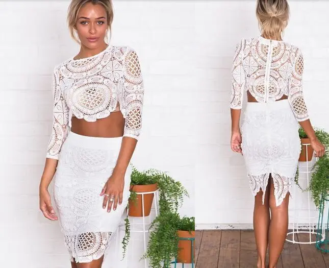 2017 весеннее Платье женское элегантное кружевное из 2 предметов Бандажное платье