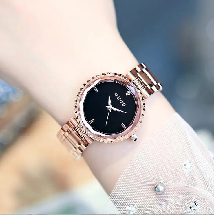 Relogio Feminino Топ Роскошные Кварцевые часы Женские Наручные Часы GUOU модные