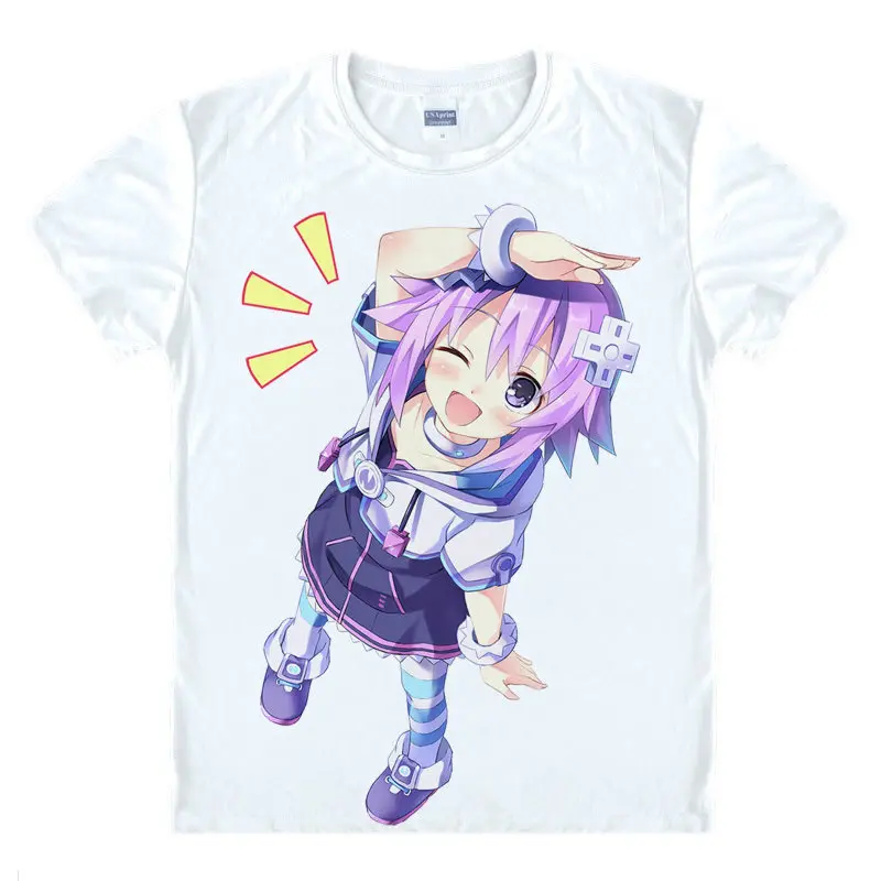 Игр очень большого размера Neptunia футболка Noire рубашка Красочные футболки Аниме