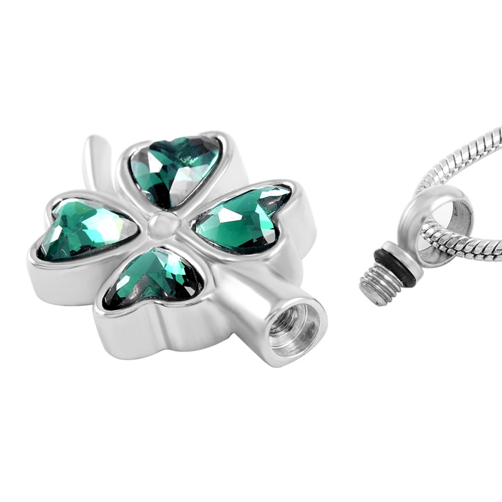 MJD8223 нержавеющая сталь четырехлистный клевер урна кулон ожерелье кремации