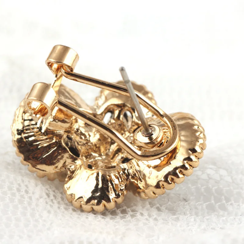 2019 New Trend Hot Sale Jewelry Korea Fashion Pearl Crystal Four Leaves Rose Stud Earrings Zircon | Украшения и аксессуары