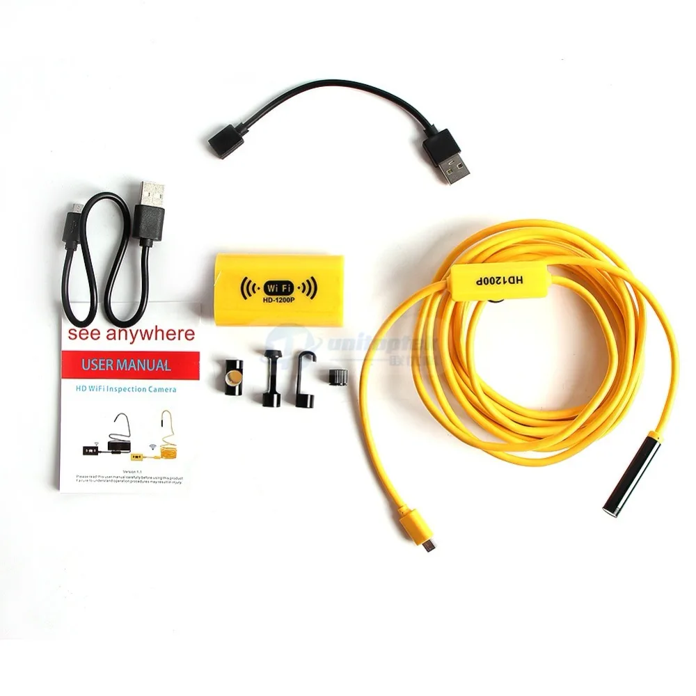 1 м 2 3 5 Wifi Micro 1200P HD эндоскоп камера IOS Android Водонепроницаемый IP68 видеокамера
