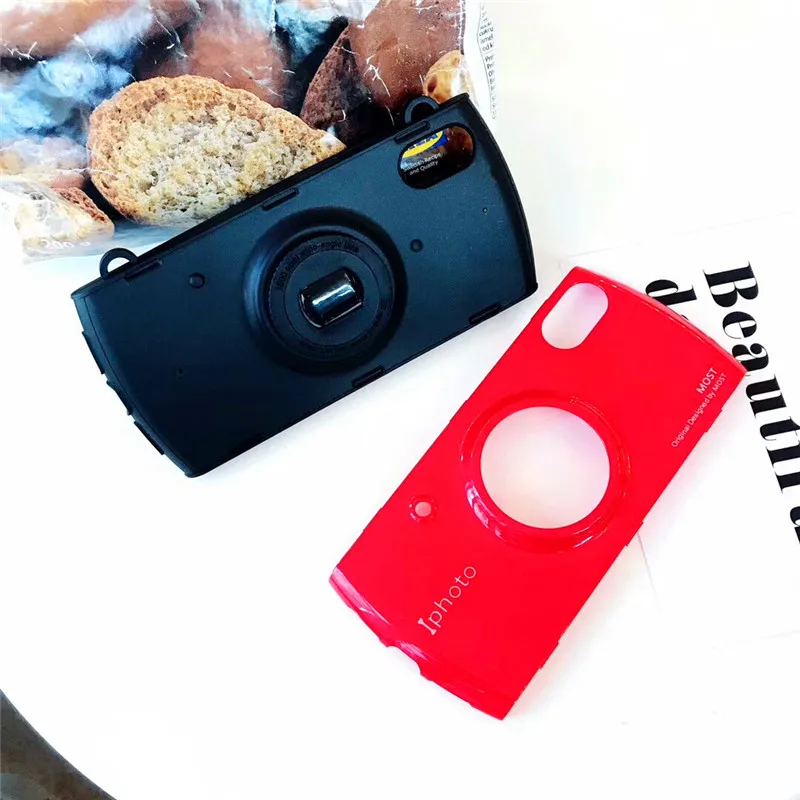 3D Korea Camera Phone Cases For iPhone XS MAM XR X 8 7 6 6s Plus Case Meitu M8 T8 V6 Silicone Soft Cover With Lanyard Strap |
