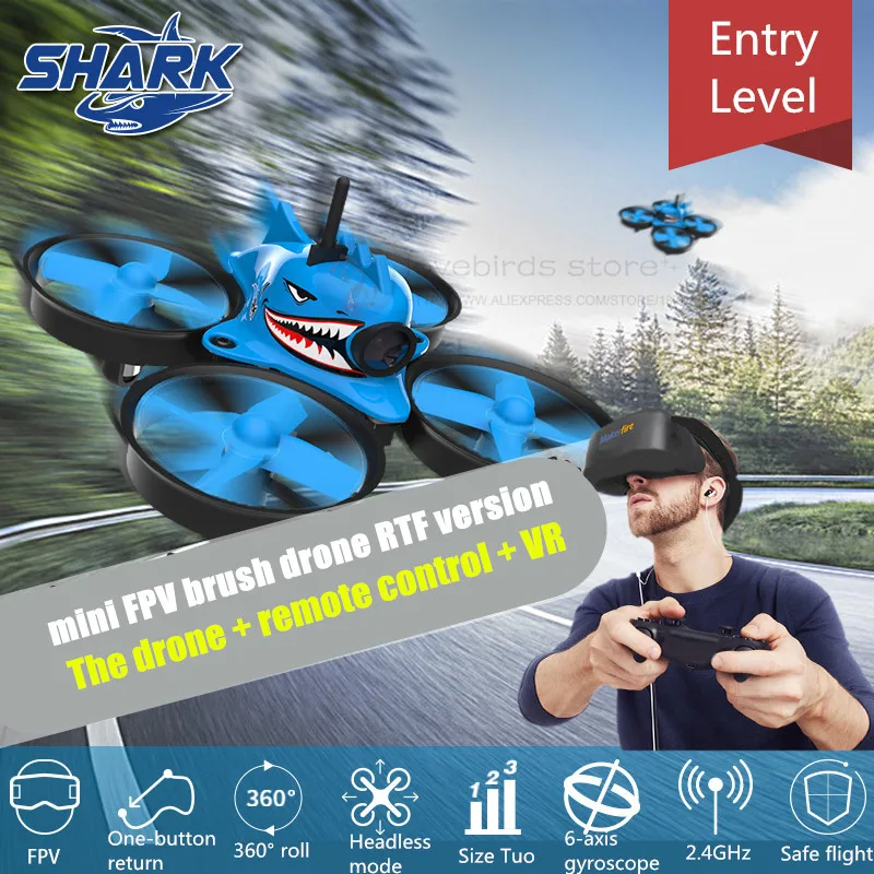 Квадрокоптер Makerfire Shark 2 4G FPV Радиоуправляемый мини-Дрон с камерой входным уровнем
