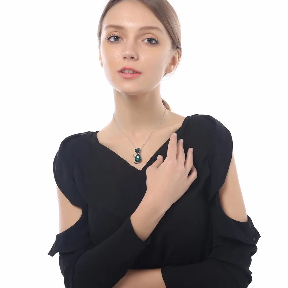 

lulu cat catty pendant girl accessories summer fashion Austrian Crystal pet element necklace earrings jewelry sets 84575