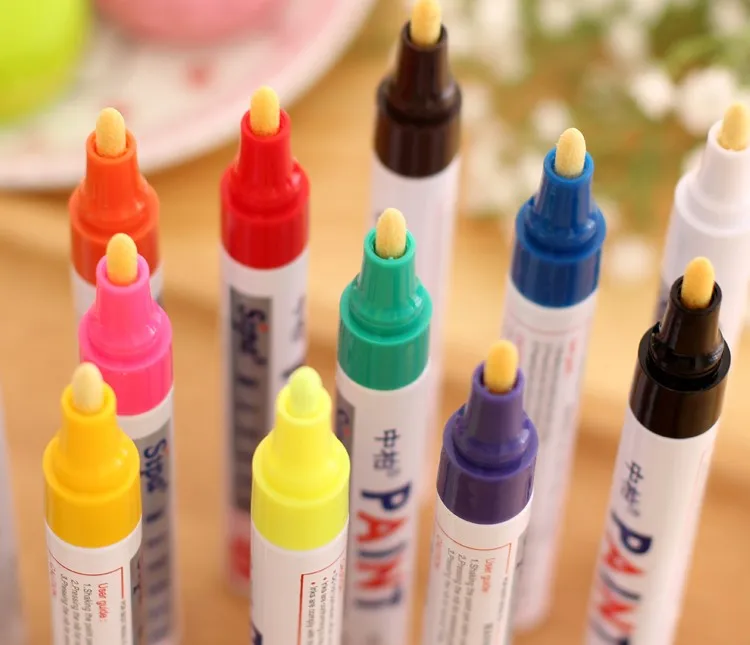 1 шт. офисный подарок прямая белая ручка для ремонта царапин в шинах|white paint pen|pen