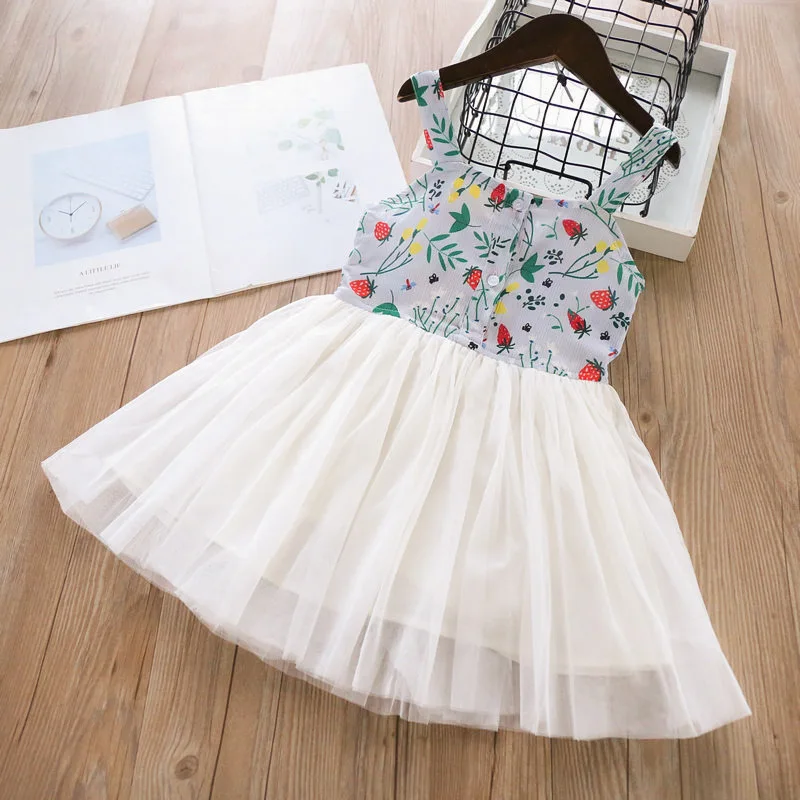 Девочка листья земляники печати лук Сарафан с пышной юбкой платье Прекрасный Для