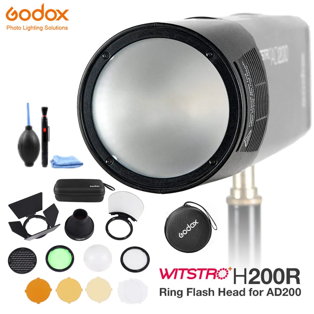 Godox H200R вспышка головка удлинитель + AK R1 Barn дверь тубус Цветной фильтр отражатель