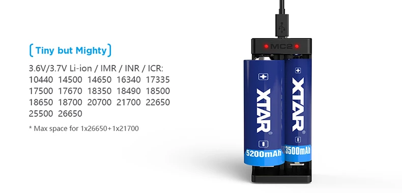 XTAR USB зарядные устройства для 10440-26650 батареи зарядки MC4 MC1 плюс MC2 плюс MC6C MC1S MC2S 18650 20700 21700 Батарея зарядные устройства