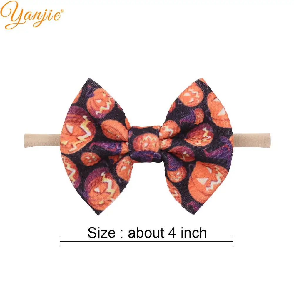 Повязка на голову с бантиком для Хэллоуина эластичная ткань принтом сделай сам