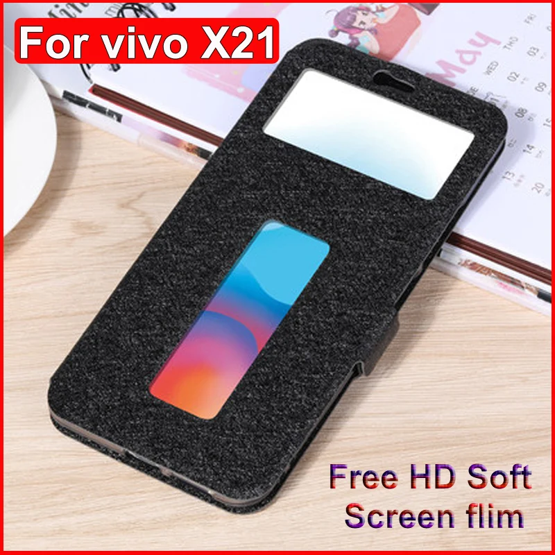 ДЛЯ vivo X21 чехол X21A кожаный чехол для переднего окна задняя крышка для vivo X21 A X 21 телефонные чехлы vivoX21 6,28 