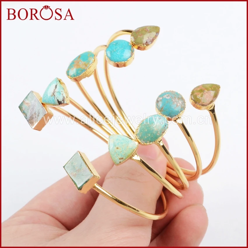 BOROSA 100% натуральный синий браслет на запястье с камнем Druzy ювелирные изделия