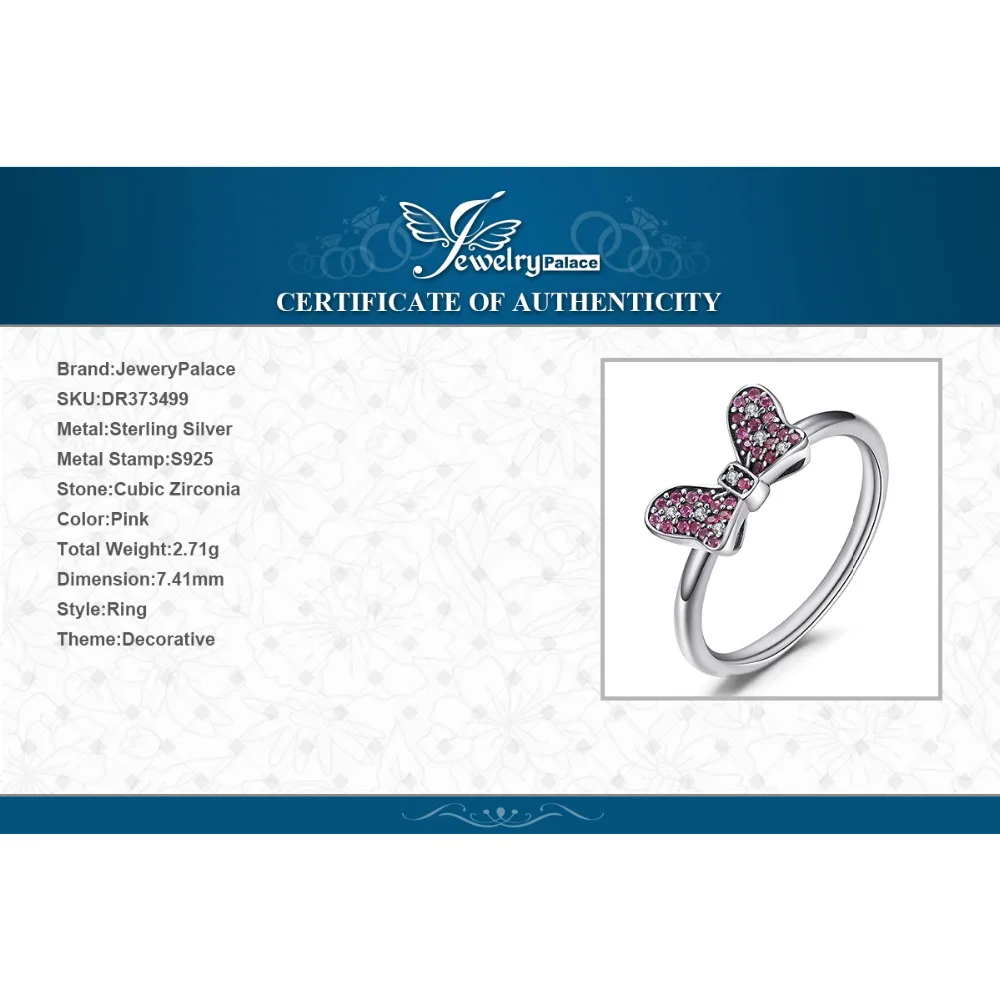 Jewelrypalace стерлингового серебра 925 gliter бабочка узел кольцо|Кольца| |