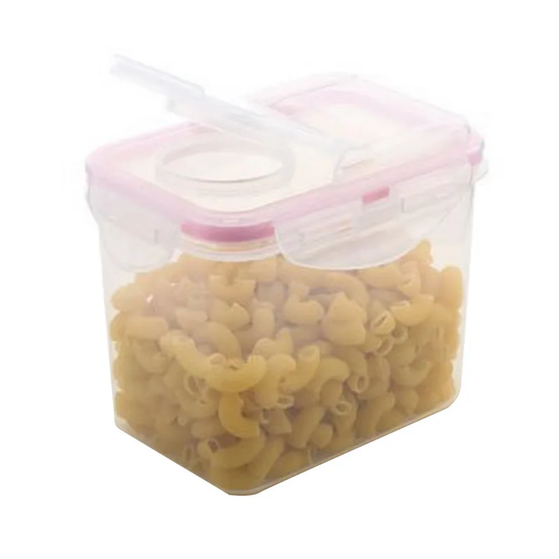 1.1L pink Hoomall 1 шт. 4L/2.5L/1.1L квадратные пластиковые резервуары для хранения зерновых, Диспенсер, контейнеры для хранения зерновых продуктов, кухонная коробка для хранения - Цвет: 1.1L pink
