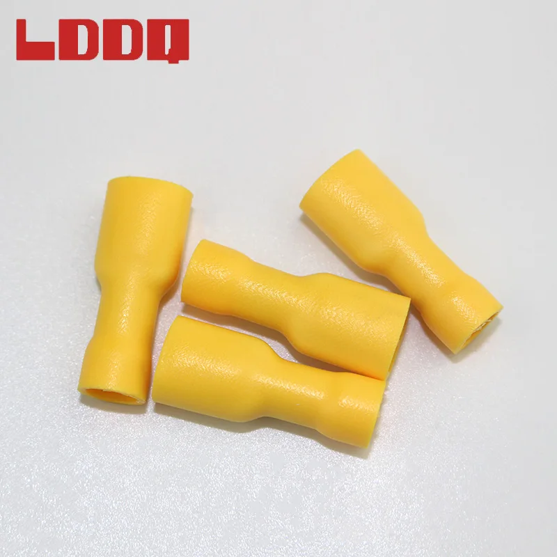 LDDQ 100 шт. 12-10AWG полностью изолированная лопатка обжимные клеммы желтые