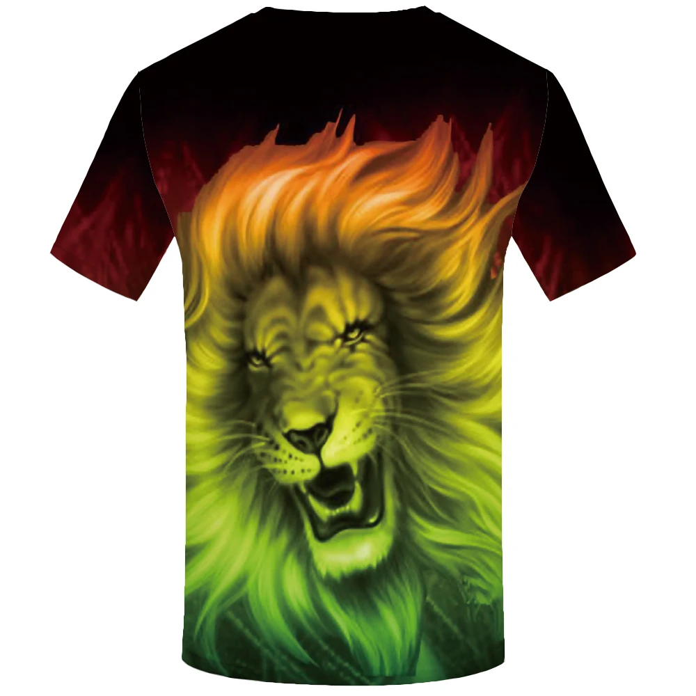 Футболка KYKU Lion 3d с принтом в виде животных Забавные футболки для мужчин Топы И