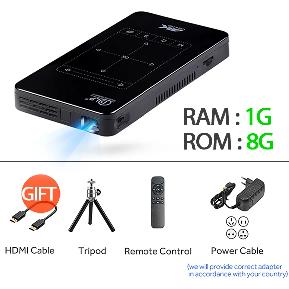 Type A (1G-8G) Мини-проектор P09 P9 D7(память 2G+ 16G опционально) Встроенный Android wifi, аккумулятор 4000 mAH, HDMI портативный проектор с поддержкой 4 K, 1080P - Цвет: Type A (1G-8G)