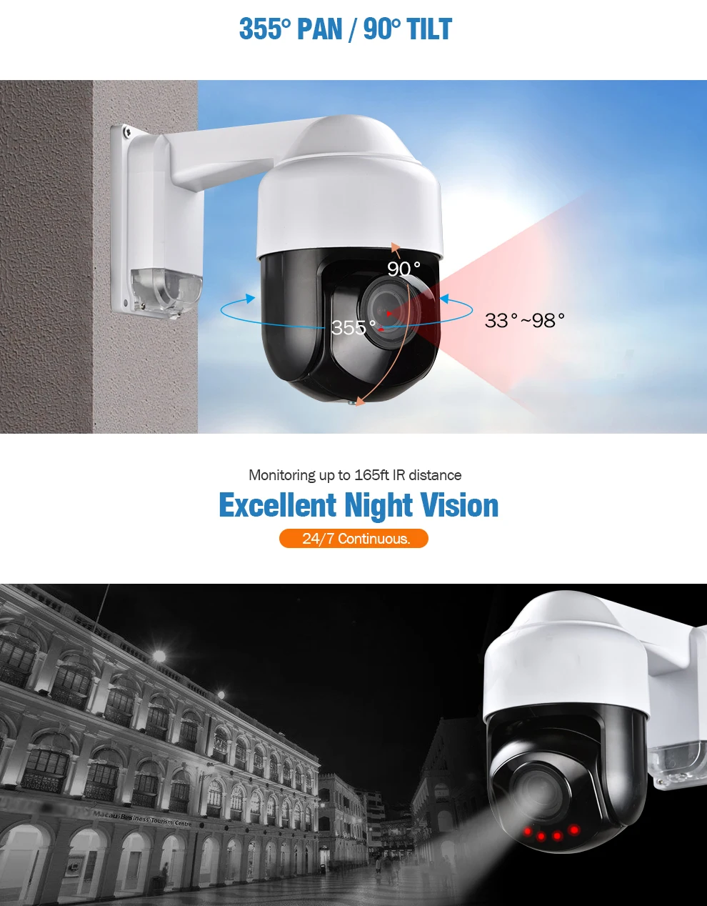Беспроводная Wi Fi PTZ IP камера безопасности HD 1080P 4 кратный зум P2P IP66 128G SD MAX Audio|Камеры