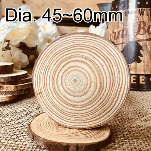 Natural color 30 шт 45~ 60 мм из натуральной древесины сосны ломтики с корой, деревенские ветки дерева Ломтики для ремесла, деревянные DIY материал изделия для декорации - Цвет: Natural color