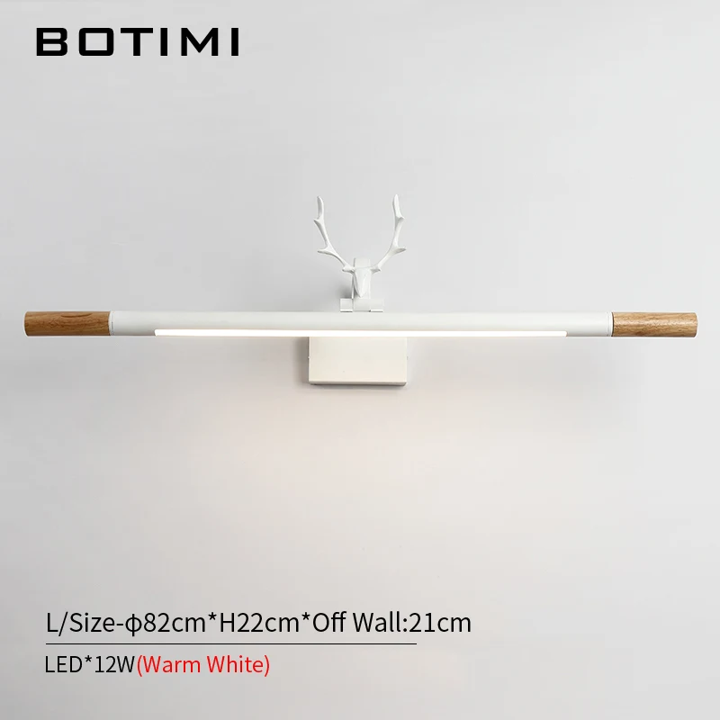 L-Warm White BOTIMI 220V светодиодный настенный светильник для ванной комнаты, белый зеркальный светильник, деревянный настенный светильник, современный прикроватный светильник, настенный светильник - Цвет абажура: L-Warm White
