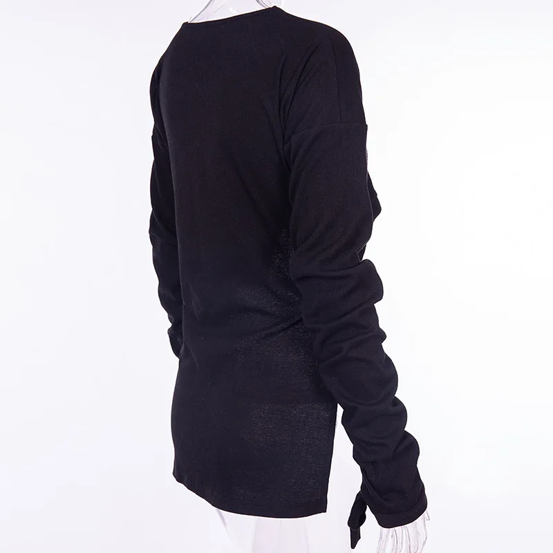 Женский трикотажный свитер с длинным рукавом завязками | Женская одежда