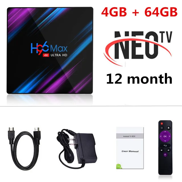 Фиолетовый Android 9,0 tv Box H96 MAX+ 1 год NEO pro французская IP tv подписка 4 Гб Ram 64 Гб Rom H.265 4K Smart tv Box BT4.0 телеприставка - Цвет: Фиолетовый