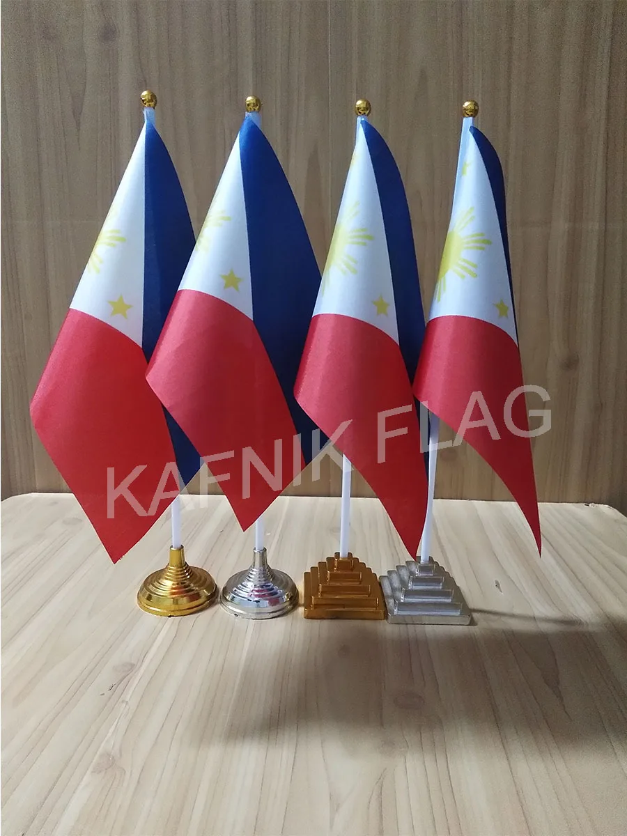 

KAFNIK,5/10pcs a lot Philippines table desk flag banner 14*21cm flag /Plastic flags or suction cups for your choice free shippi