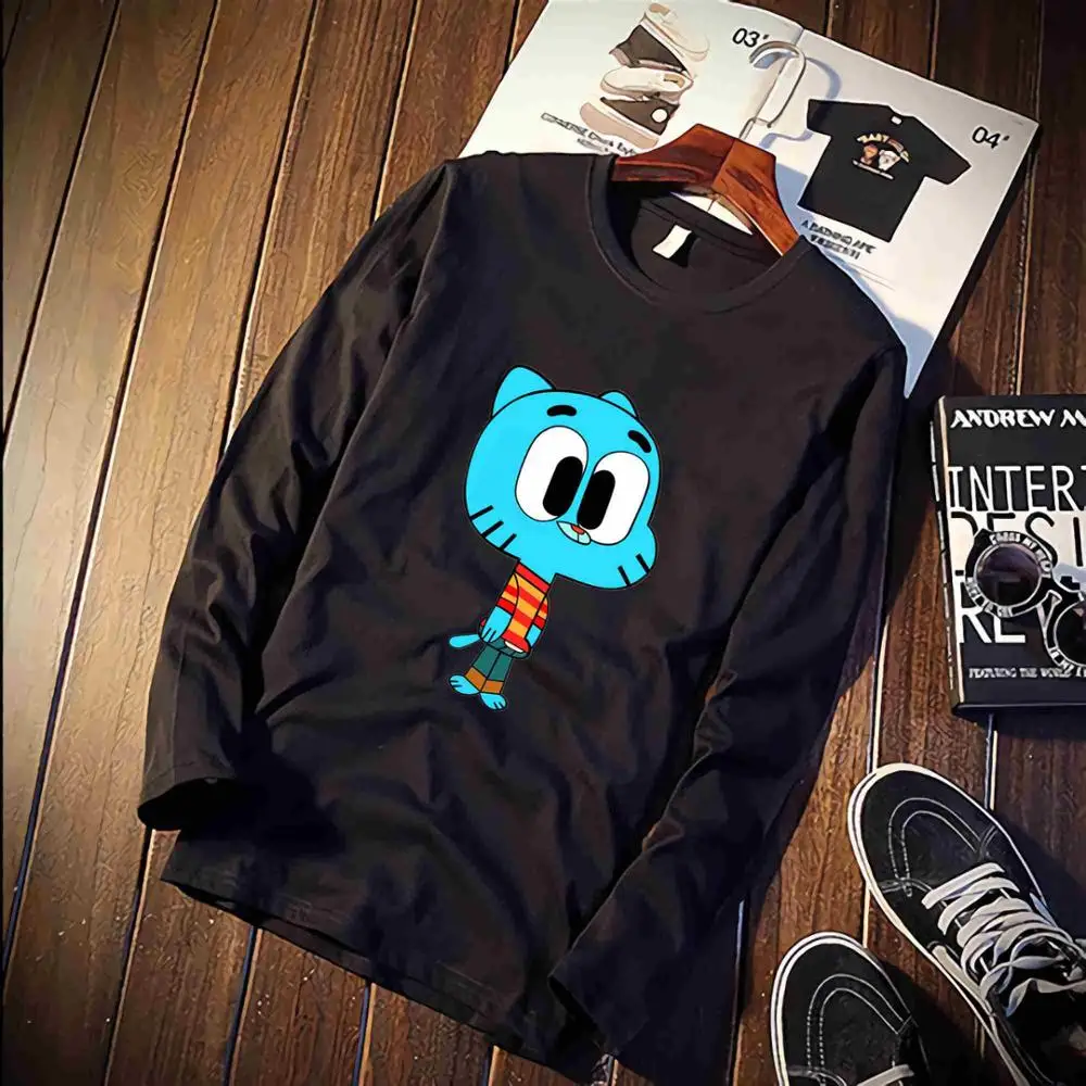Kawaii Gumball/забавная футболка с героями мультфильма «Удивительный мир», хлопковые футболки с круглым вырезом размера плюс, брендовые рубашки унисекс с длинным рукавом - Color: 14