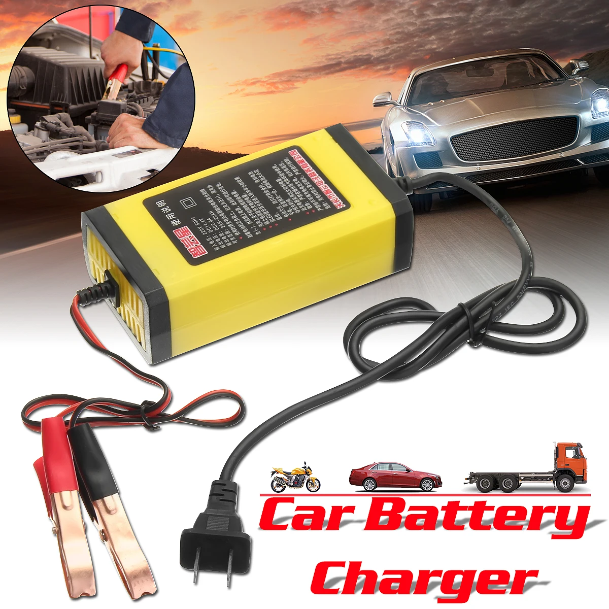 

ABS 12V 2AH-20AH Car Motorcycle Smart Automatic Battery Charger Maintainer US Plug