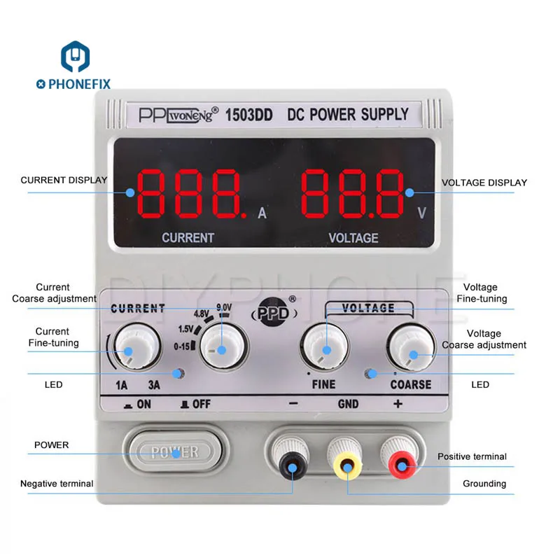 PPD 1505DD светодиодный цифровой Дисплей Регулируемый DC Питание 110V 220V 0 15V 5A для