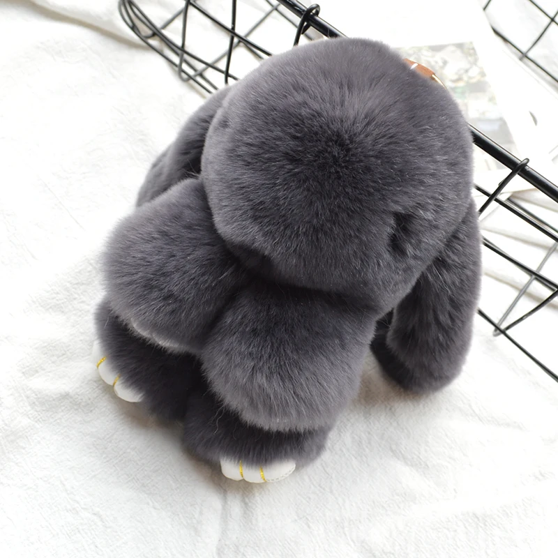 18 см милый плюшевый кролик брелок Рекс из натурального меха кролика брелки для