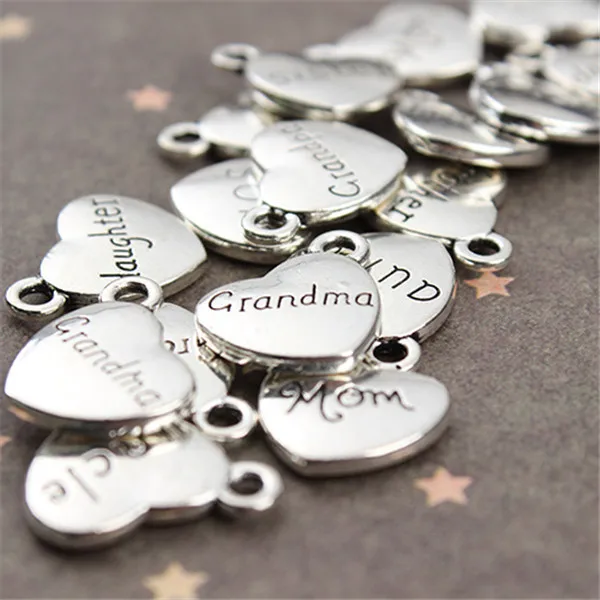 Бусины в форме сердца из металла под античное серебро 20 шт./лот|metal charms words|charm