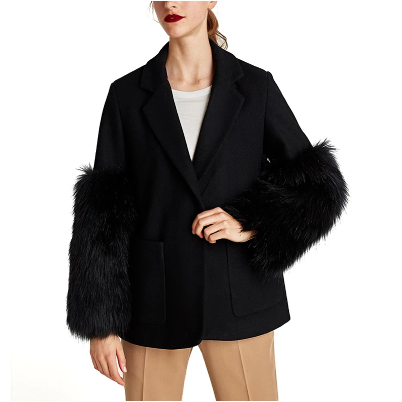 NYMPH 2017 Зима Осень Женское шерстяное пальто из искусственного меха с длинным