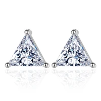 100 925 sterling silver fashion shiny crystal triangle stud earrings for women jewelry birthday gift wholesale drop shipping