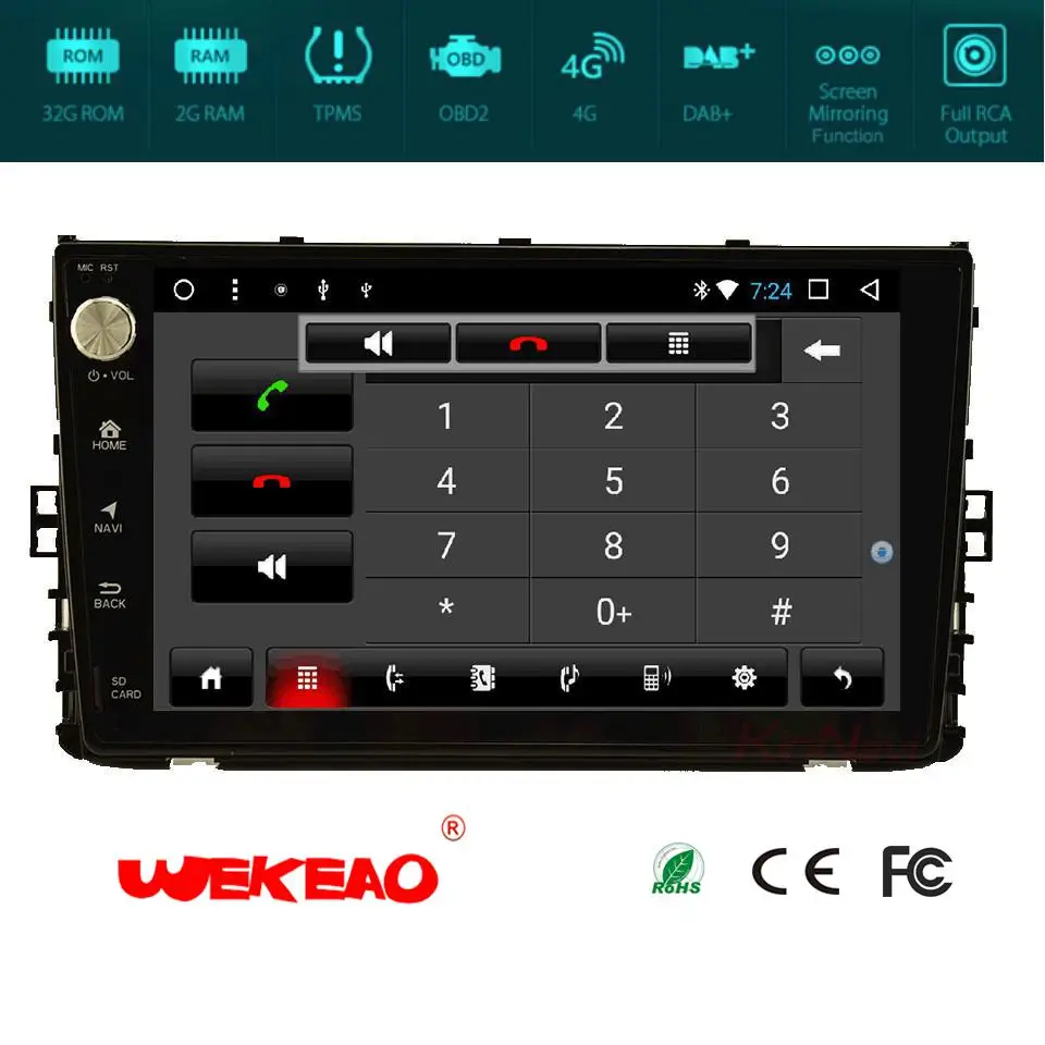 Wekeao 9 &quotАвтомобильный мультимедийный навигации gps плеер для VW POLO 2018 Поддержка
