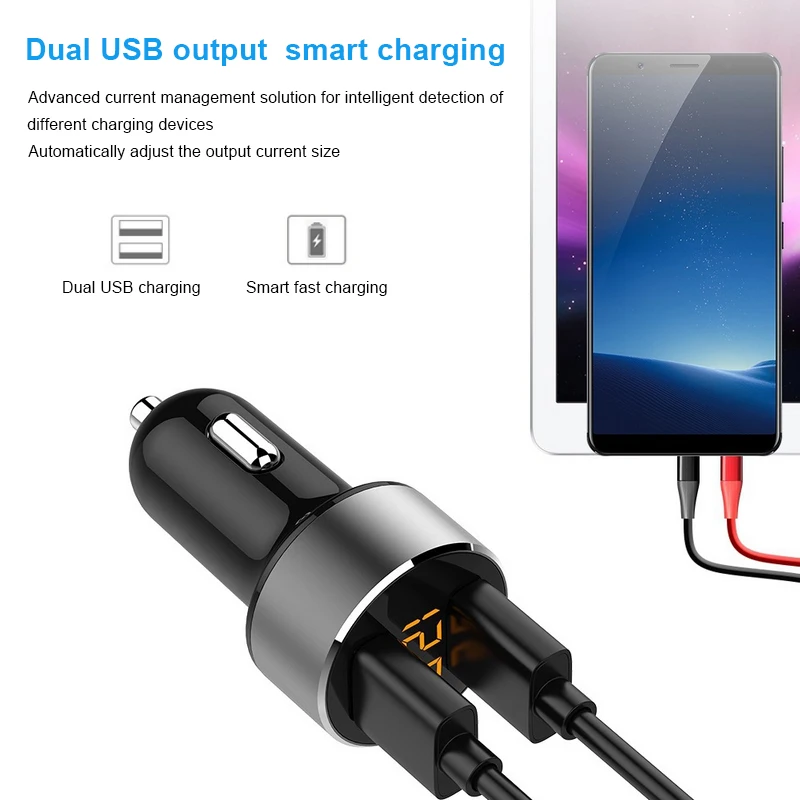 Универсальное зарядное устройство USB 3 6 а с 2 портами ЖК дисплеем автомобильное