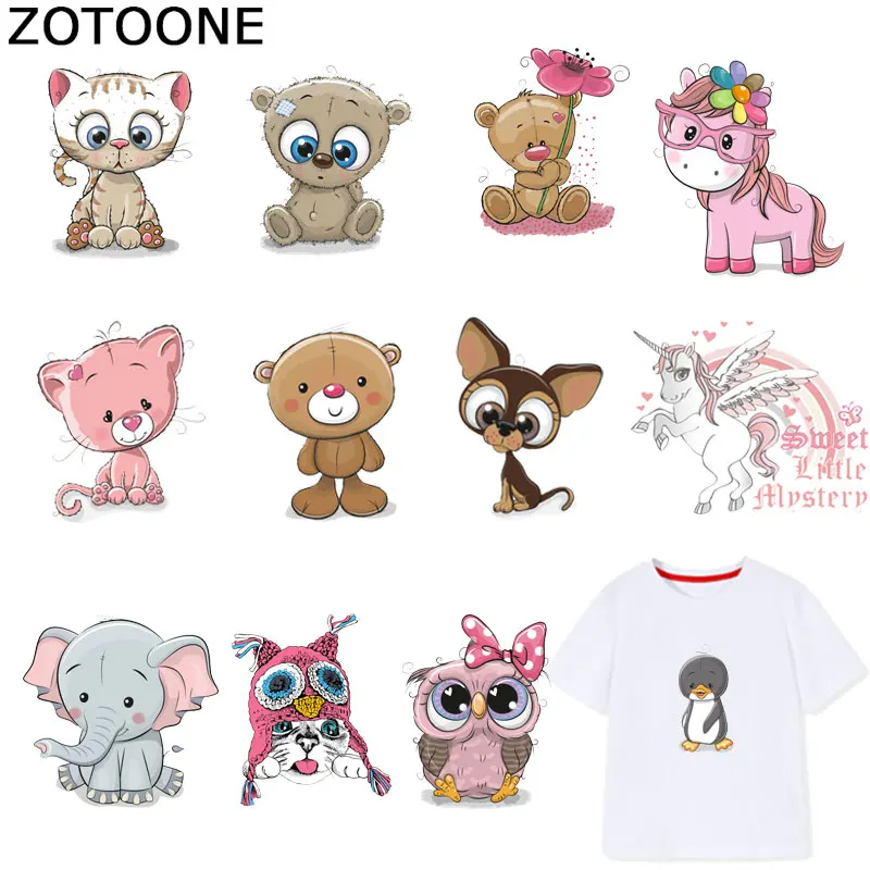 

ZOTOONE Cute Cat Unicorn Patches Animal Diy Sticker Iron on Transfers for Clothes T-shirt Heat Transfer Accessory Appliques F1