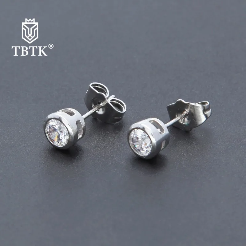 TBTK круглые серьги с цветочным узором большие циркониевые гвоздики для пирсинга