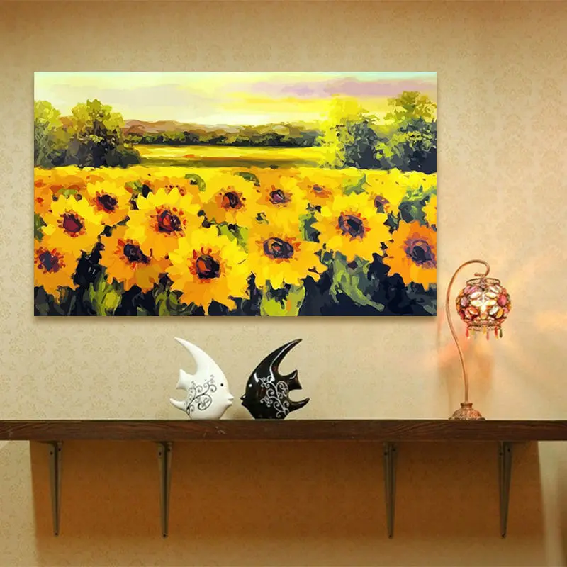DIY картина маслом по номерам Подсолнух модульная Живопись Домашний Декор для