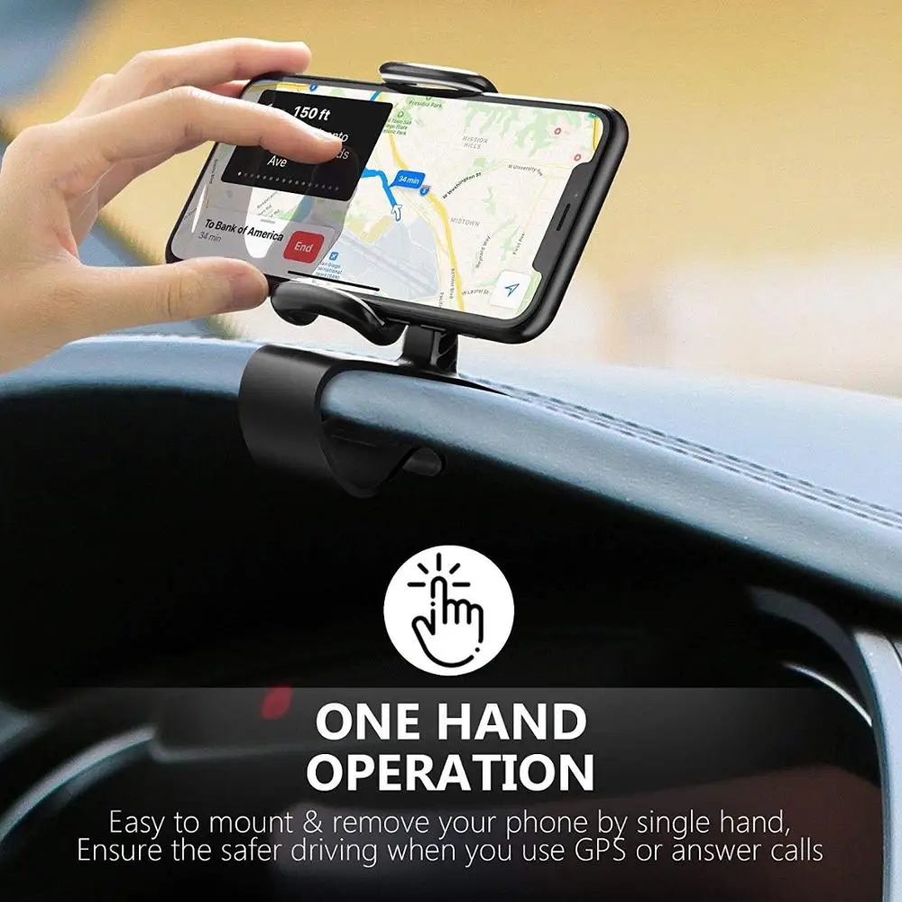 Автомобильный держатель для телефона с поворотом на 360 градусов, держатель для сотового телефона, подходит для 4-6,5 дюймовых смартфонов, вращающийся зажим для приборной панели