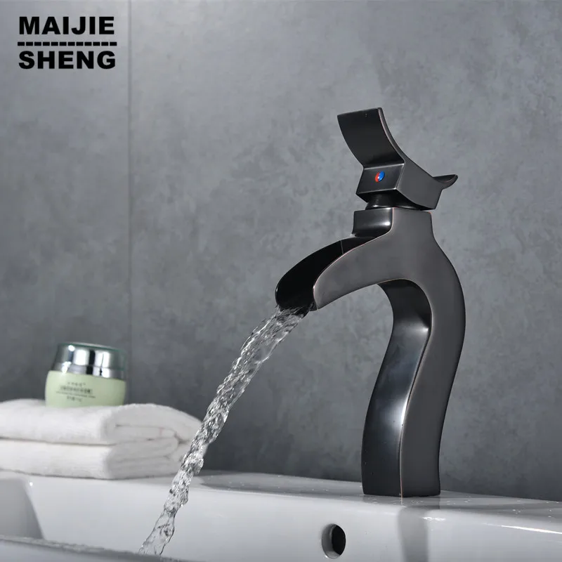 Кран для раковины с одним отверстием Черный кран черный ванной