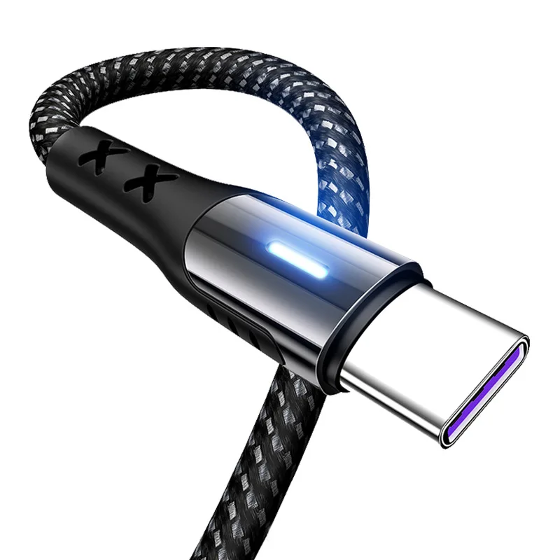 Черный USAMS type C USB кабель 5A кабель для зарядного устройства кабель для быстрой зарядки для huawei P20 OPPO Smart charge USB C кабель для samsung Xiaomi - Цвет: Черный