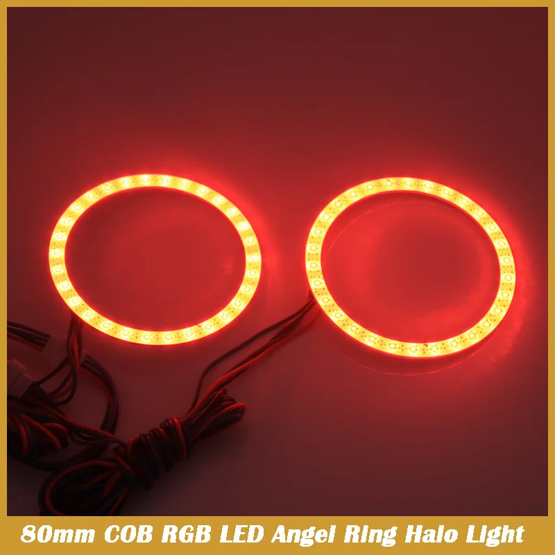 2 шт. LED Ангельские Глазки RGB много цветов 71 8 мм COB Halo Кольцо с пультом