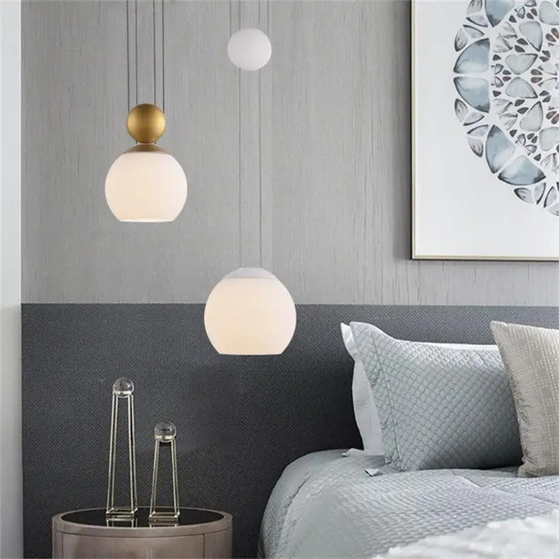 

Glass Ball Pendant Lights Restaurant Coffee Bedsides Liftable Hanging Lamp Champagne Suspension Luminaire Home Decor Droplight