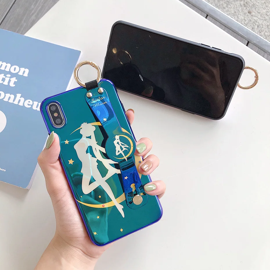 Чехол Sailormoon для iPhone 11 Pro XS Max XR X, милый кавайный чехол с Сейлор Мун Марс, подставка для телефона, чехол для iPhone 7, 8, 6, 6S Plus, Funda