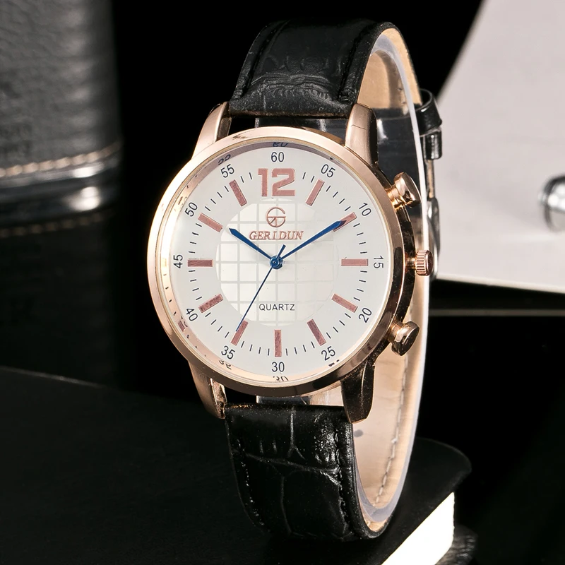 Часы мужские модные кварцевые в полоску с кожаным ремешком | Наручные часы